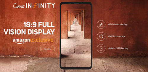 印度micromax全面屏手机：canvas infinity pro在亚马逊有售